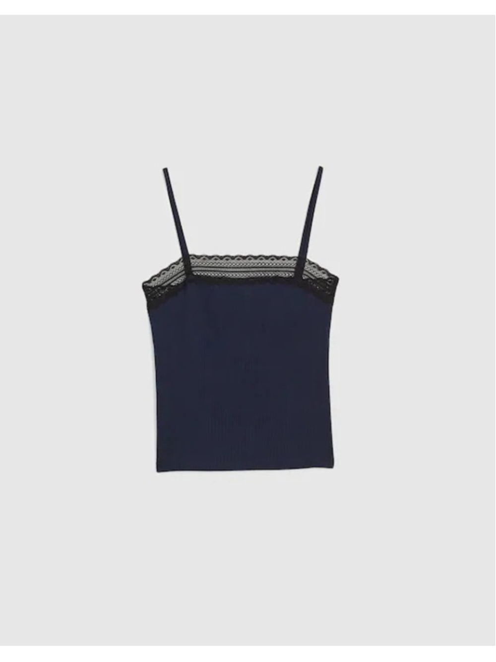 NWT Madewell Lace-Trim Square-Neck Tank in navy with black trim small retail $58